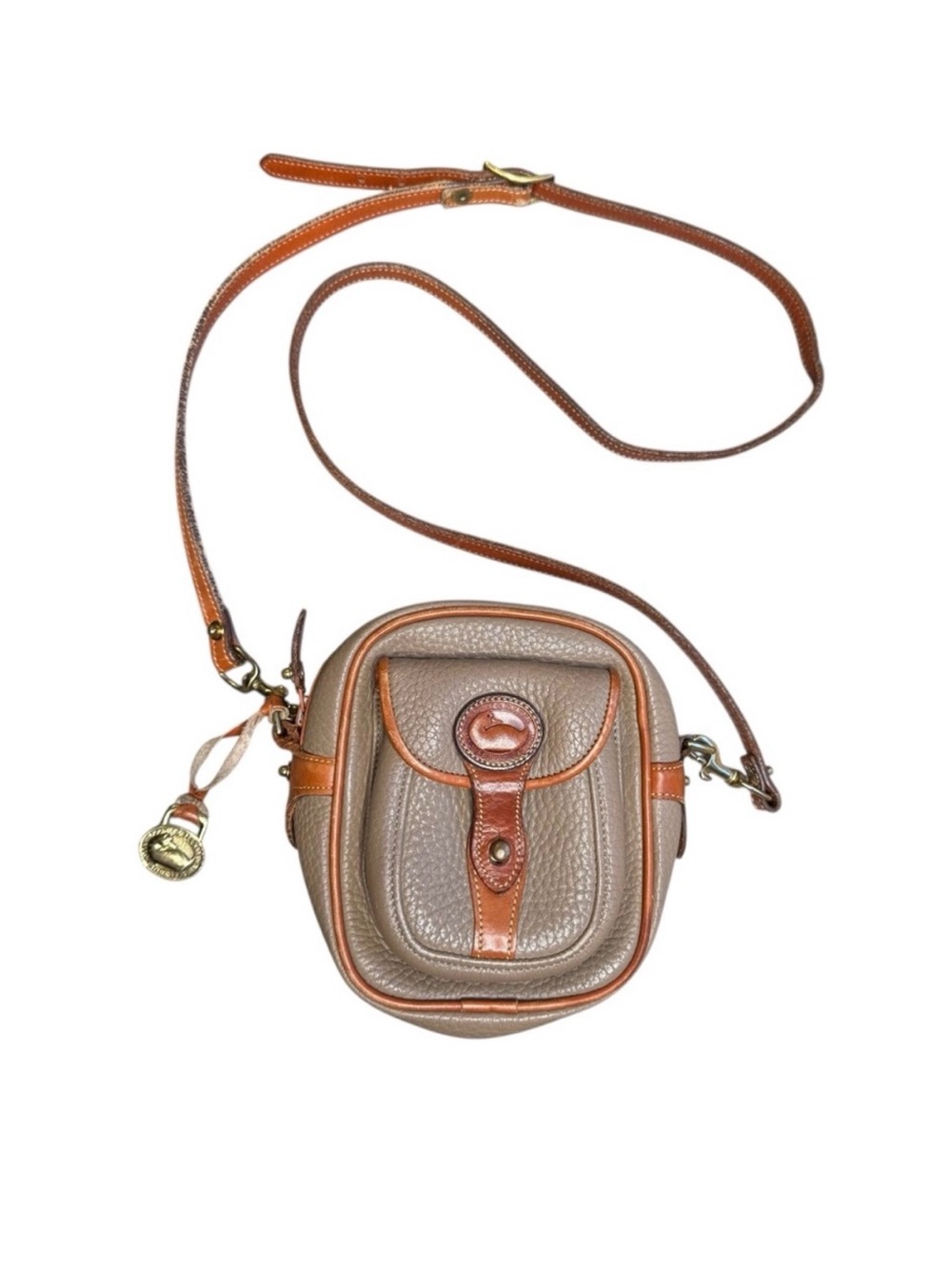RARE Dooney & Bourke camera crossbody bag cream / tan mini